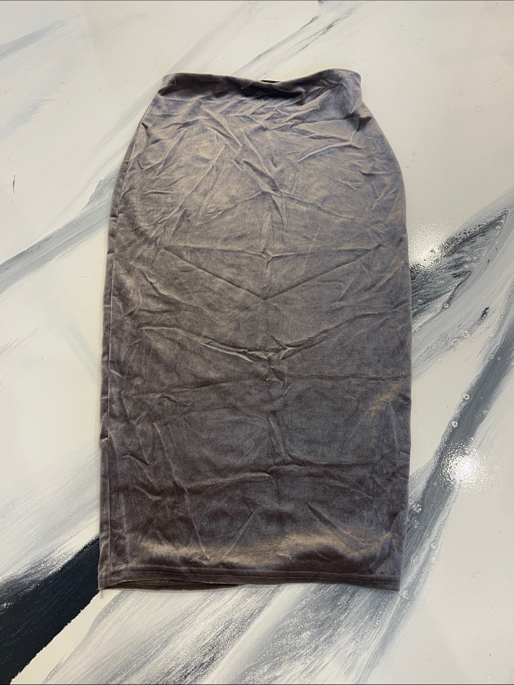 Boohoo Charcoal/Brown Velvet Pencil Skirt